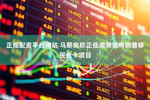 正规配资平台网站 马斯克称正低调测试特朗普移民金卡项目