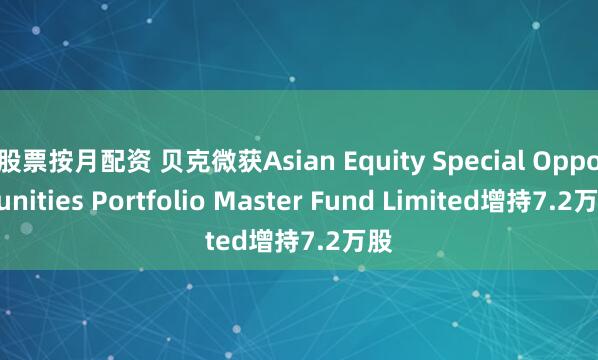 股票按月配资 贝克微获Asian Equity Special Opportunities Portfolio Master Fund Limited增持7.2万股